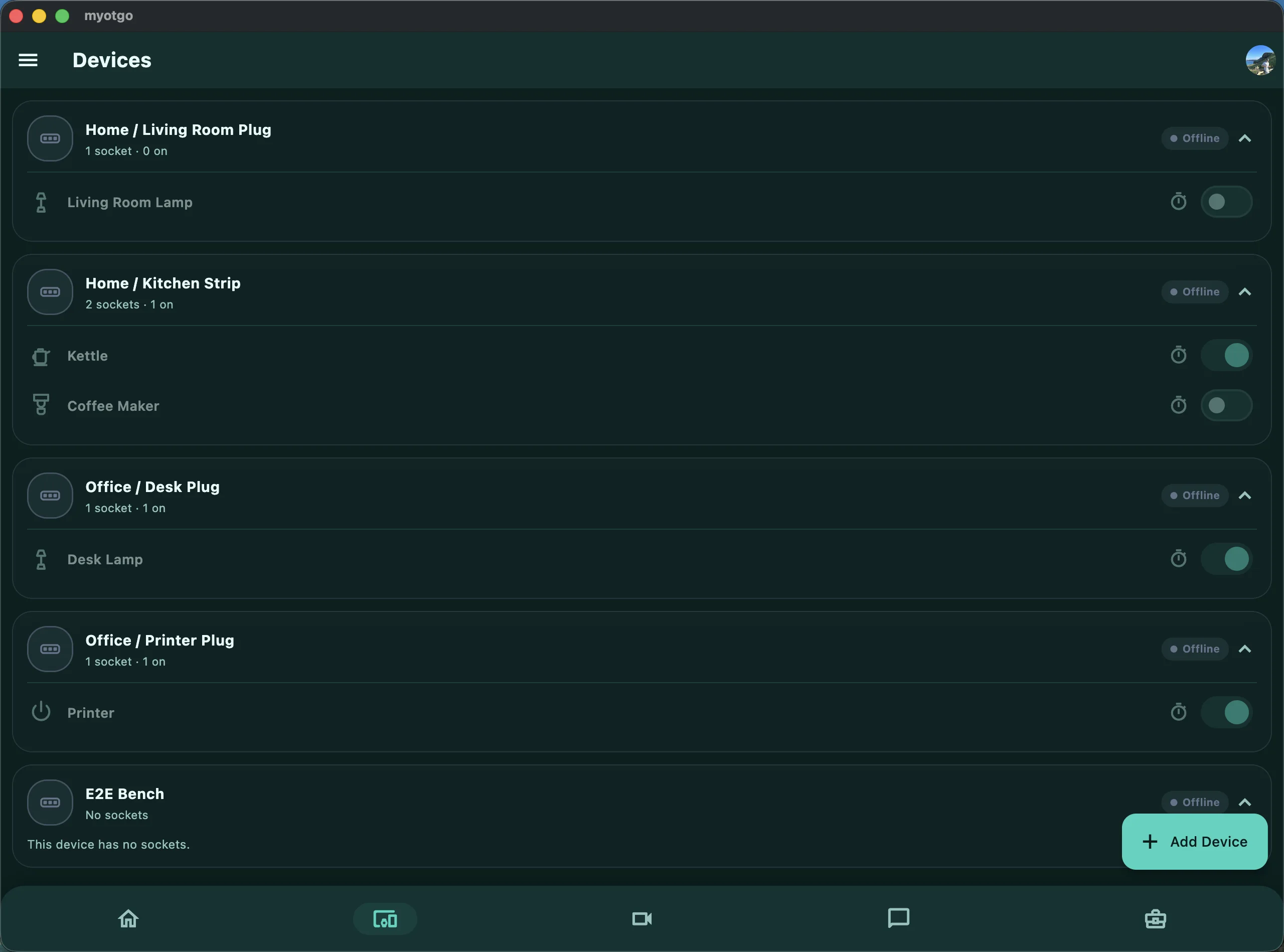 MyOTGO macOS app devices view